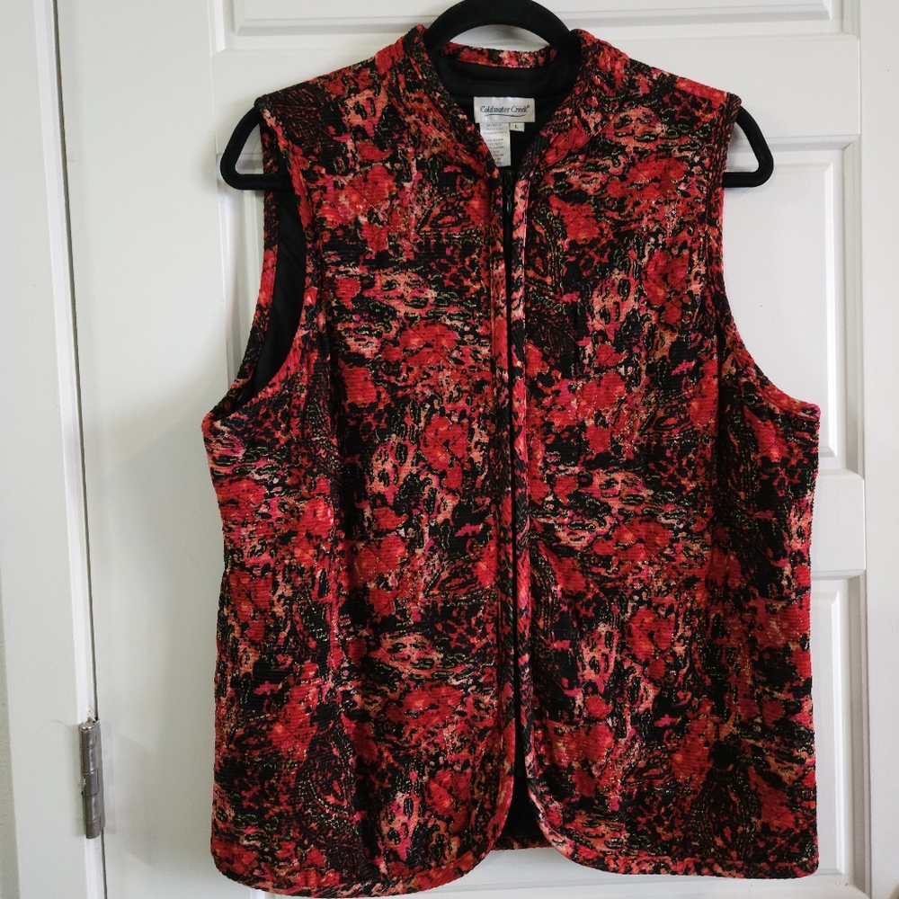 Vintage Coldwater Creek Zip Full Padded Multicolored Woman's Vest‎ USA Size L